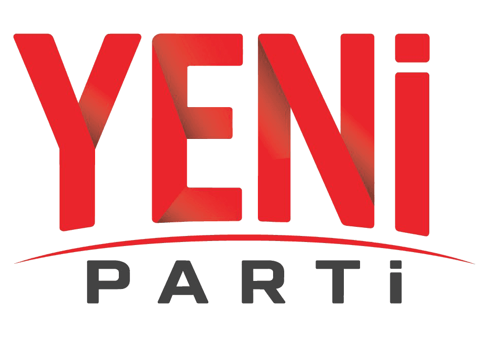 Yeni Parti amblemi — kırmızı-beyaz palet, sade tipografi.